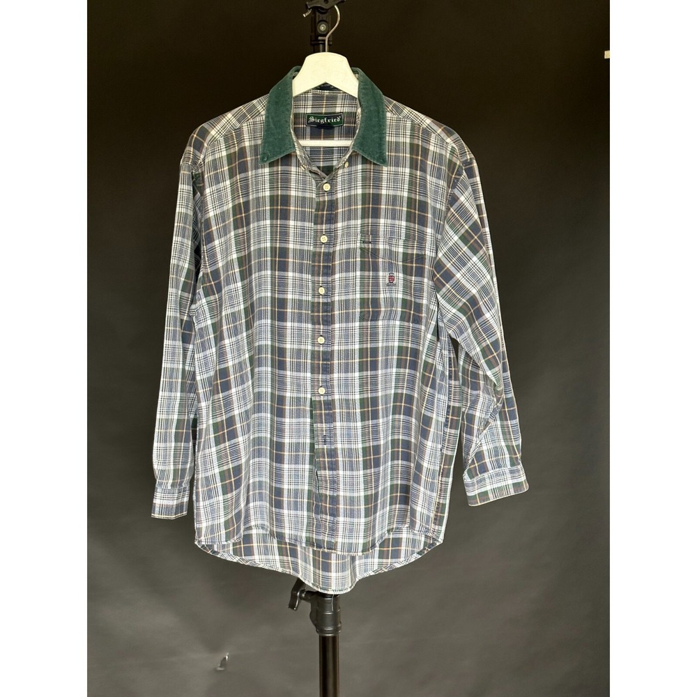 Siegfried Plaid Vintage Button Down Shirt Green Large